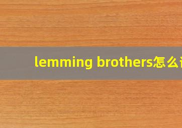 lemming brothers怎么读